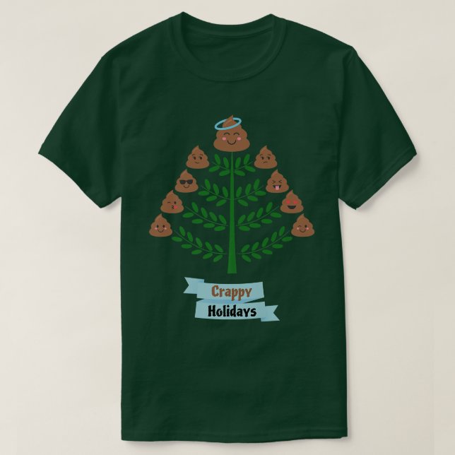 Weihnachtsbaum gekackt glückliche verrückte Feiert T-Shirt (Design vorne)