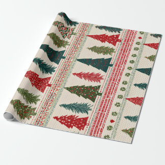 Weihnachtsbaum Gemustert Geschenkpapier