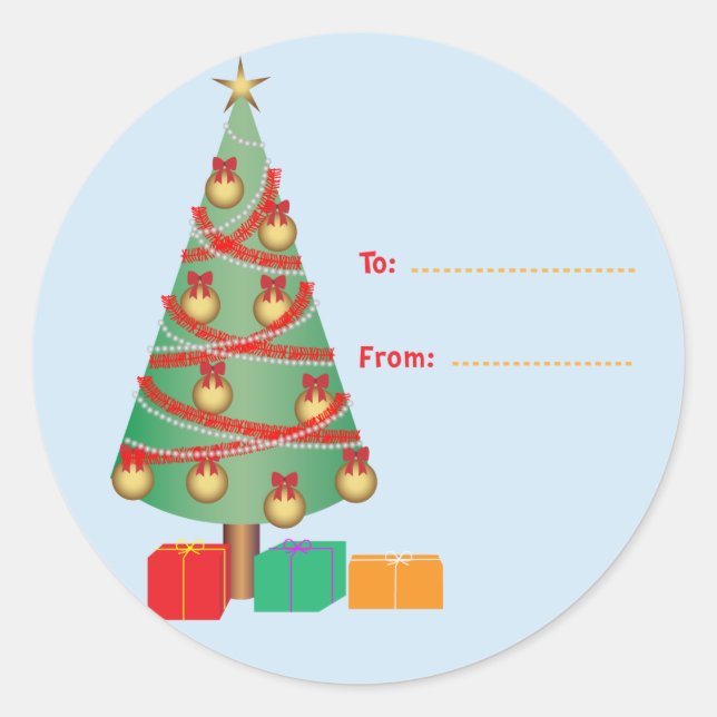 Weihnachtsbaum-Geschenk Tag Runder Sticker (Vorderseite)