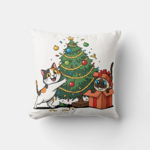 Weihnachtsbaum & Geschenk Überraschung Katzen Kissen