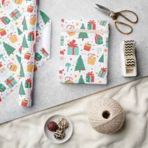 Weihnachtsbaum Geschenke Farbige Muster Xmas-Gesch Geschenkpapier