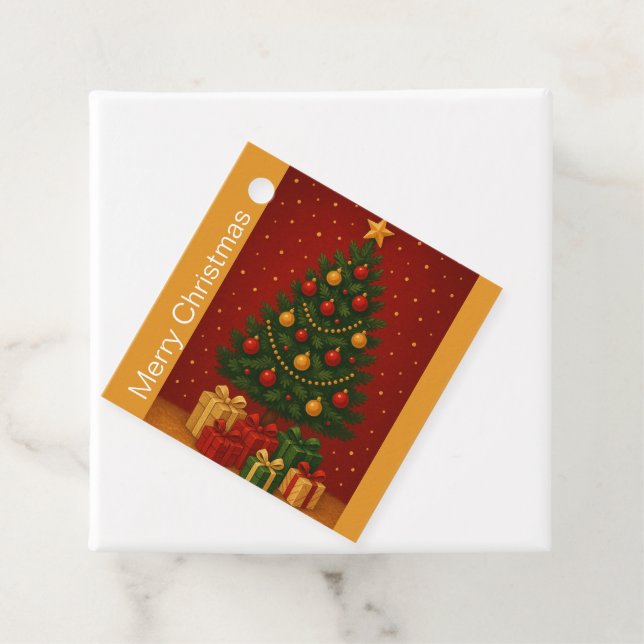 🎄 Weihnachtsbaum & Geschenke - klassische Feriend Geschenkanhänger (Beispiel)