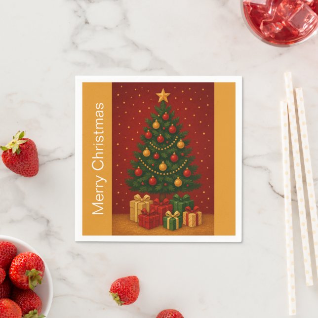 🎄 Weihnachtsbaum & Geschenke Napkin - Klassischer Serviette (Beispiel)