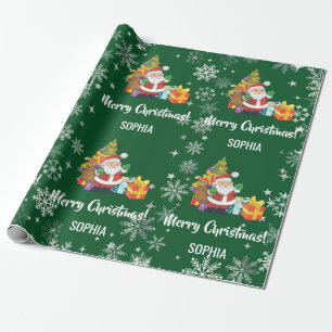 Weihnachtsbaum-Geschenke-Schneeflocken Personalisi Geschenkpapier