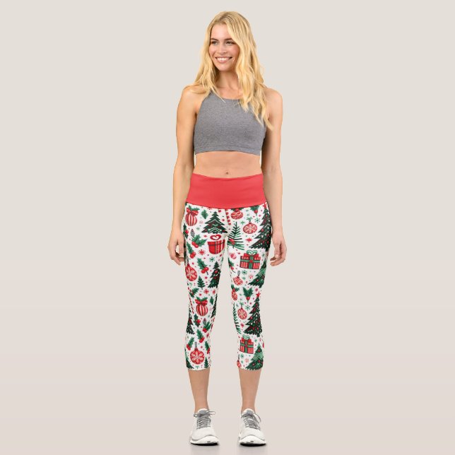 Weihnachtsbaum, Geschenke, Zuckerrohr Capri Leggings (Vorderseite)