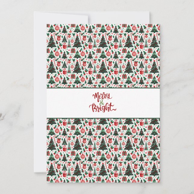 Weihnachtsbaum, Geschenke, Zuckerrohr Feiertagskarte (Vorderseite)