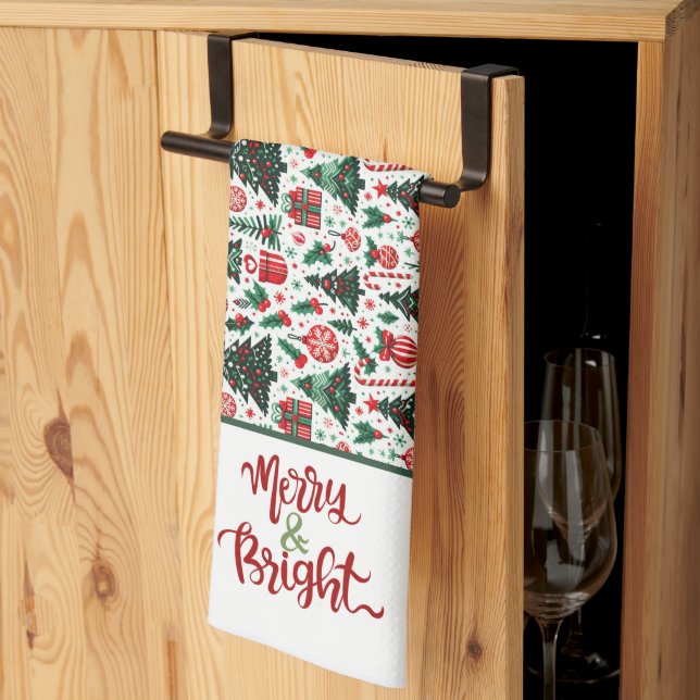 Weihnachtsbaum, Geschenke, Zuckerrohr Geschirrtuch (Drittel gefaltet)