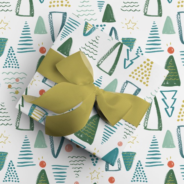 Weihnachtsbaum Geschenkpapier (Watercolor Christmas trees wrapping paper.)