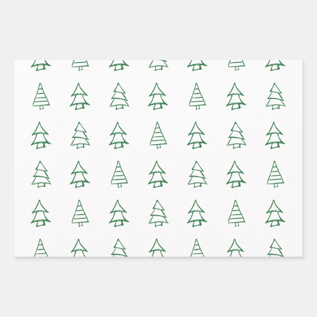 Weihnachtsbaum Geschenkpapier Set (Vorderseite)