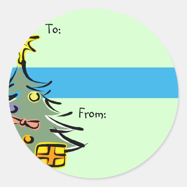 Weihnachtsbaum-Geschenktasten Runder Aufkleber (Vorderseite)