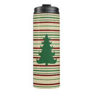 Weihnachtsbaum gestreift thermosbecher