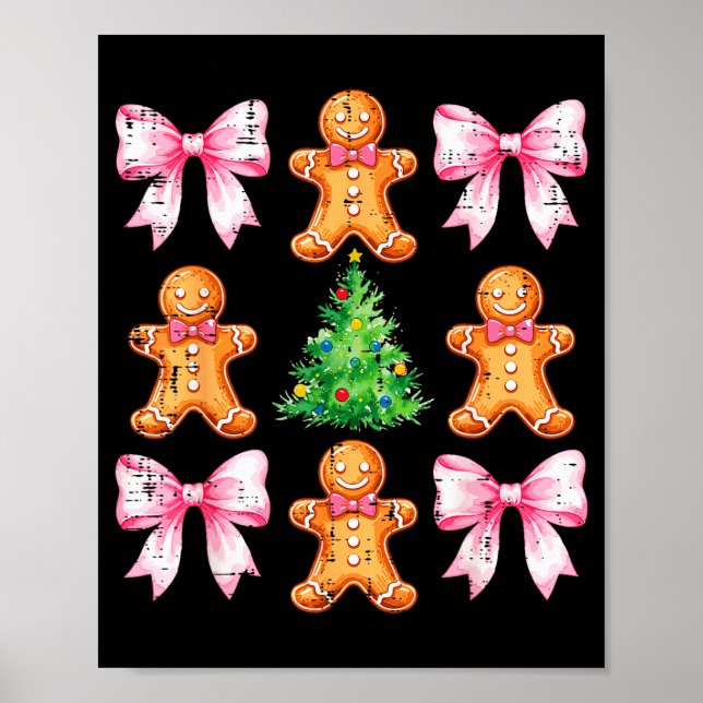 Weihnachtsbaum-Gingerbread-Mann-Schleifenmuster Xm Poster (Vorne)