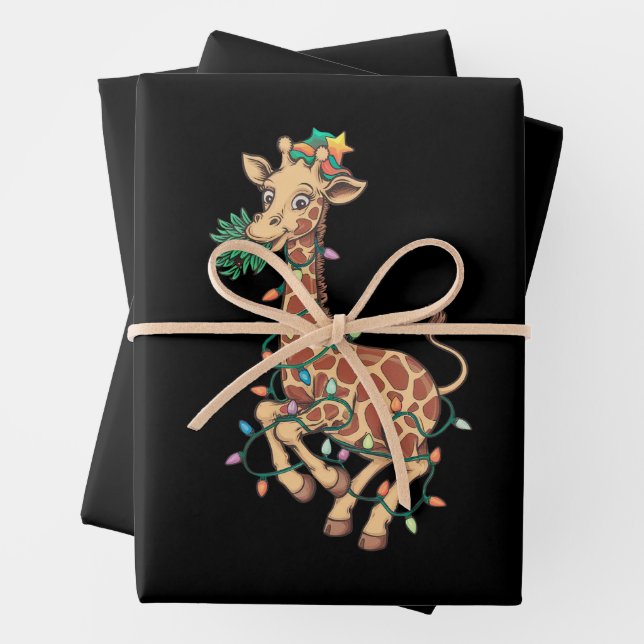 Weihnachtsbaum Giraffe Lover Geschenk Liebe Geschenkpapier Set (Beispiel)