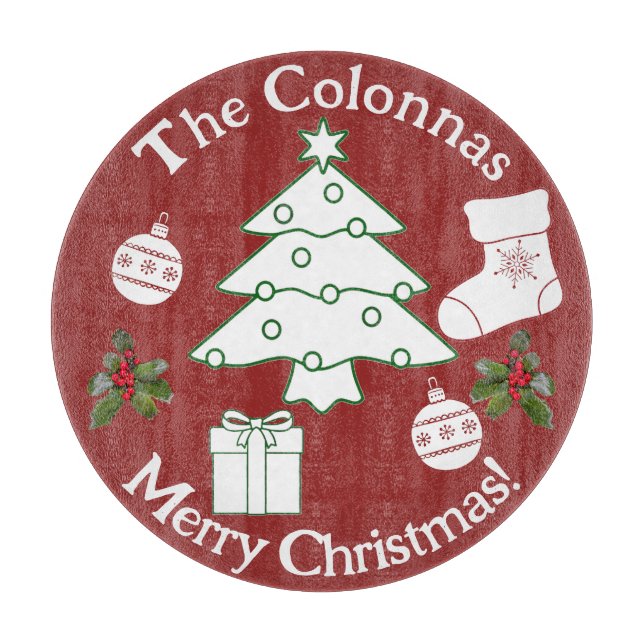 Weihnachtsbaum Glas Schneidebrett (Vorderseite)