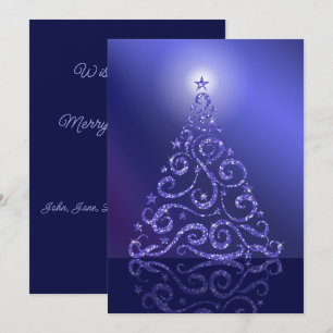 Weihnachtsbaum Glittering Blaue Sterne und Glitzer Feiertagskarte
