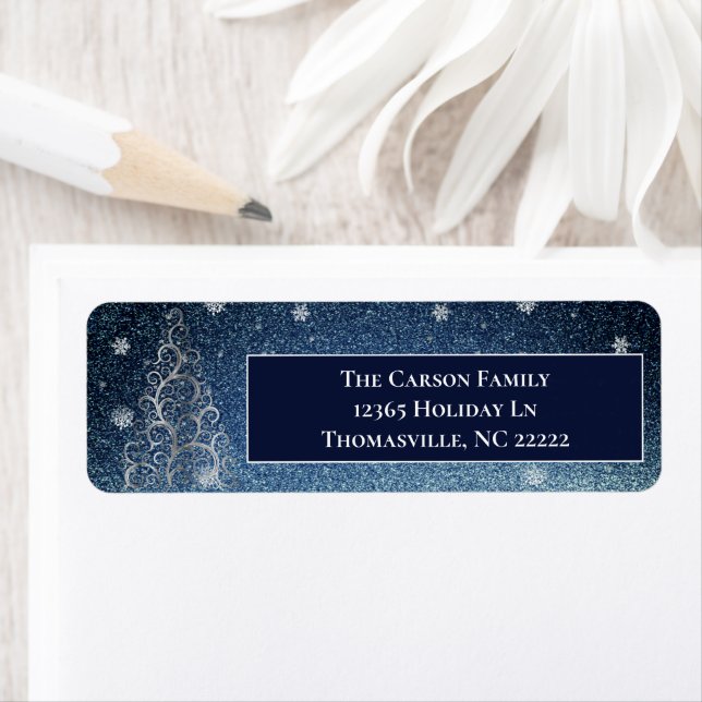 Weihnachtsbaum Glitzer und Schneeflocken | Blau (Insitu)