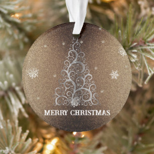 Weihnachtsbaum Glitzer und Schneeflocken Gold Ornament