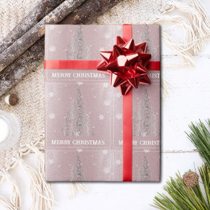 Weihnachtsbaum Glitzer und Schneeflocken   Rosa Geschenkpapier
