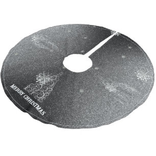 Weihnachtsbaum Glitzer und Schneeflocken   Silber Polyester Weihnachtsbaumdecke