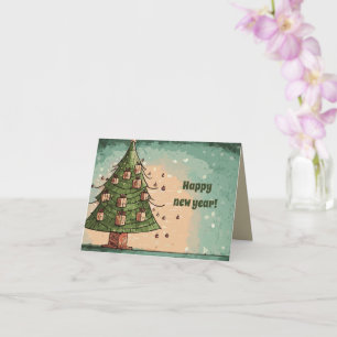 Weihnachtsbaum glücklich Neues Jahr Karte