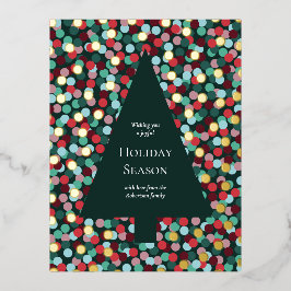 Weihnachtsbaum Gold Foil mit Confetti Dot Border Folien Feiertagspostkarte