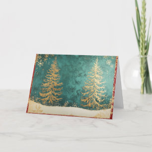 Weihnachtsbaum Gold Foil mit Schneeflocken Karte