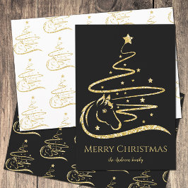 Weihnachtsbaum Gold Glitzer Reittiere Geschenkpapier Set