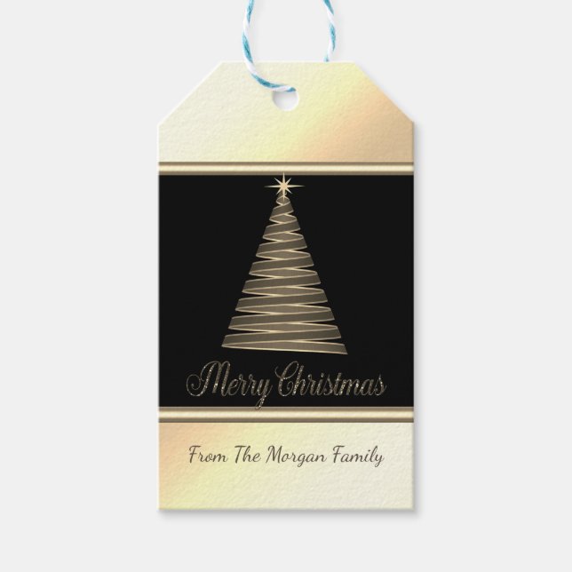 Weihnachtsbaum, Gold - Personalisiert Geschenkanhänger (Vorderseite)