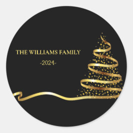 Weihnachtsbaum Gold Runder Aufkleber