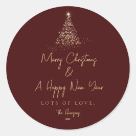 Weihnachtsbaum Gold Sparkle Einfache Ferien Runder Aufkleber