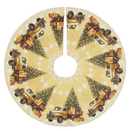Weihnachtsbaum Gold Truck Tree Skirt Polyester Weihnachtsbaumdecke