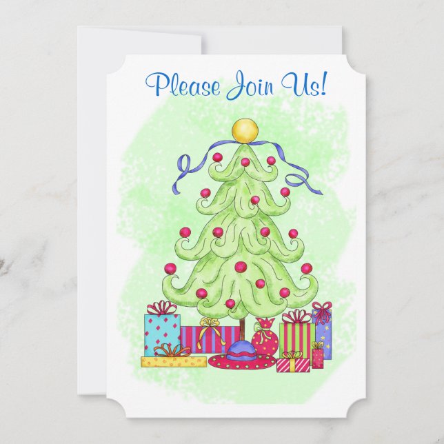 Weihnachtsbaum Green Custom Einladung Open House (Vorderseite)