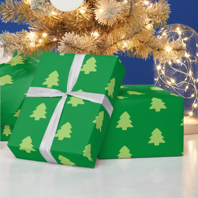 Weihnachtsbaum Grün & Hellgrün Muster Geschenkpapier (Feiertage)
