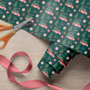 Weihnachtsbaum Grün Vintage Retro Van Geschenkpapier
