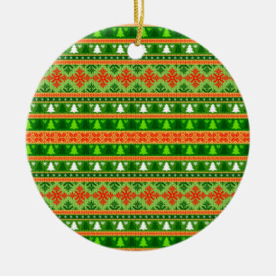 WEIHNACHTSBAUM GRÜN WEISS ROTER SCHMUCK KERAMIK ORNAMENT