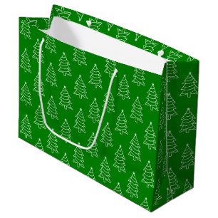 Weihnachtsbaum Grüner Hintergrund Große Geschenk Geschenktüte