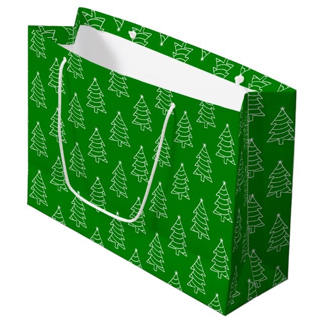 Weihnachtsbaum Grüner Hintergrund Große Geschenkta Geschenktüte (Vorderseite Schrägansicht)