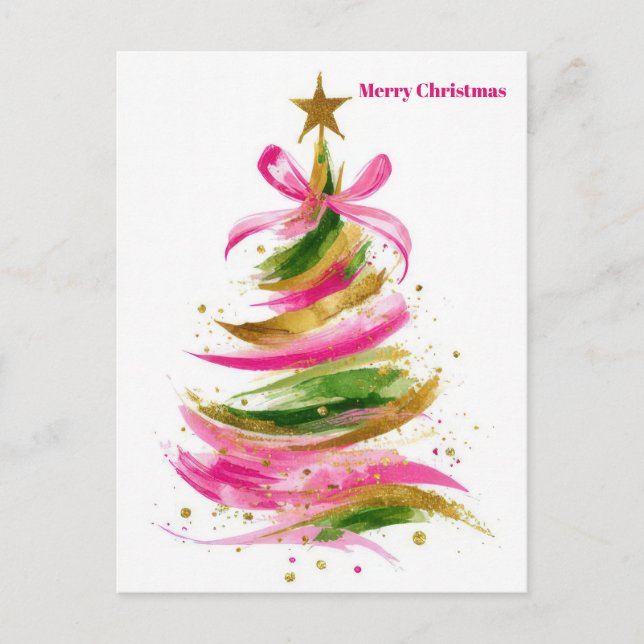 Weihnachtsbaum-Gruß Feiertagspostkarte (Vorderseite)