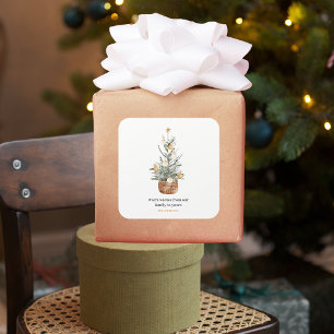 Weihnachtsbaum   Happy Holiday Quadratischer Aufkleber