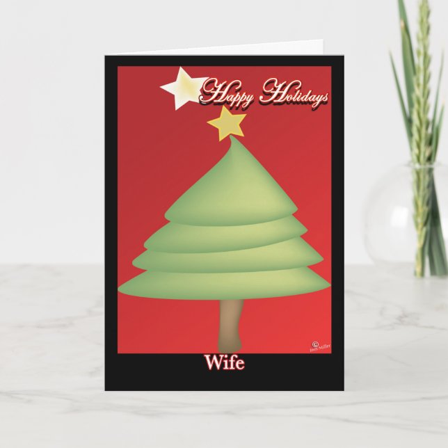 Weihnachtsbaum Happy Holidays Card Ehefrau Dankeskarte (Vorderseite)
