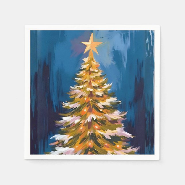 Weihnachtsbaum Helle Stern Wasserfarbe Serviette (Vorderseite)