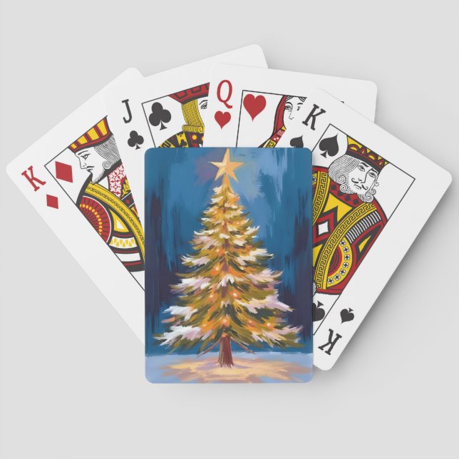 Weihnachtsbaum Helle Stern Wasserfarbe Spielkarten (Rückseite)