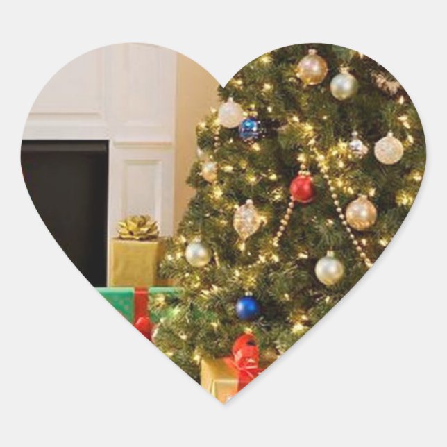 Weihnachtsbaum Herz-Aufkleber (Vorderseite)