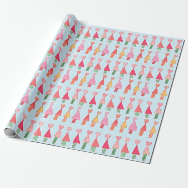 Weihnachtsbaum Herz-Umschlagpapier Geschenkpapier (Ungerollt)