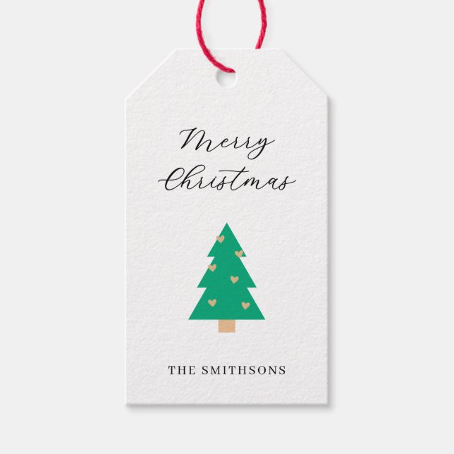 Weihnachtsbaum Herzen Urlaub  Geschenkanhänger (Vorderseite)