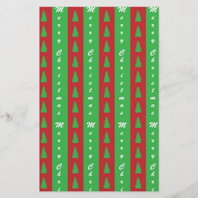 Weihnachtsbaum-Hintergrundmuster Briefpapier (Vorderseite)