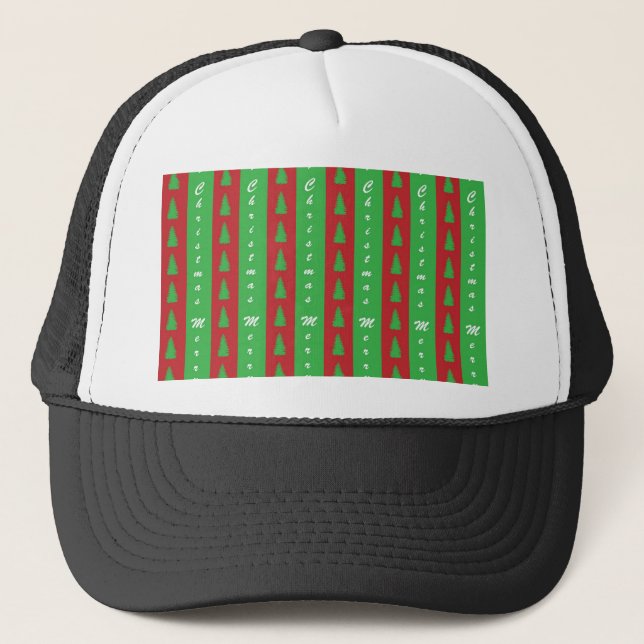 Weihnachtsbaum-Hintergrundmuster Truckerkappe (Vorderseite)