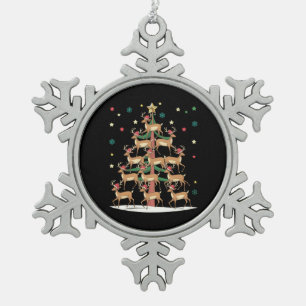 Weihnachtsbaum Hirsch Lustig Feiertag Süßer Rentie Schneeflocken Zinn-Ornament