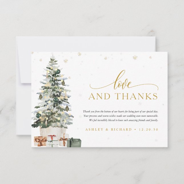 Weihnachtsbaum-Hochzeit-Dankeskarten Dankeskarte (Vorderseite)