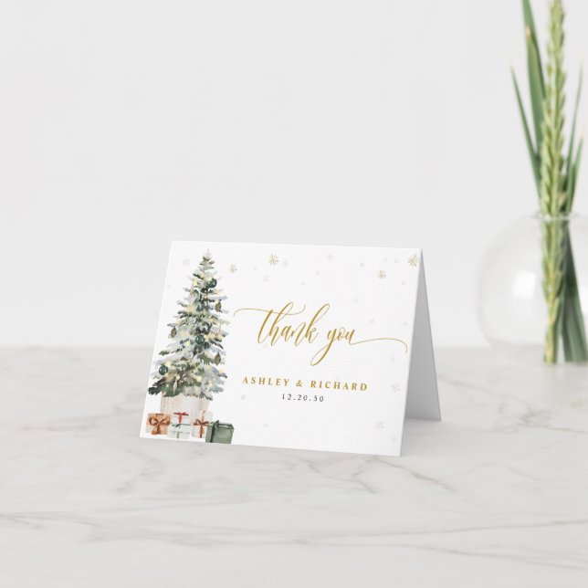 Weihnachtsbaum-Hochzeit-Dankeskarten Dankeskarte (Vorderseite)